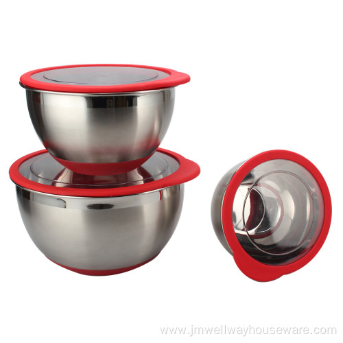 Stainless Steel deep Bowl Set With Plastic Lids